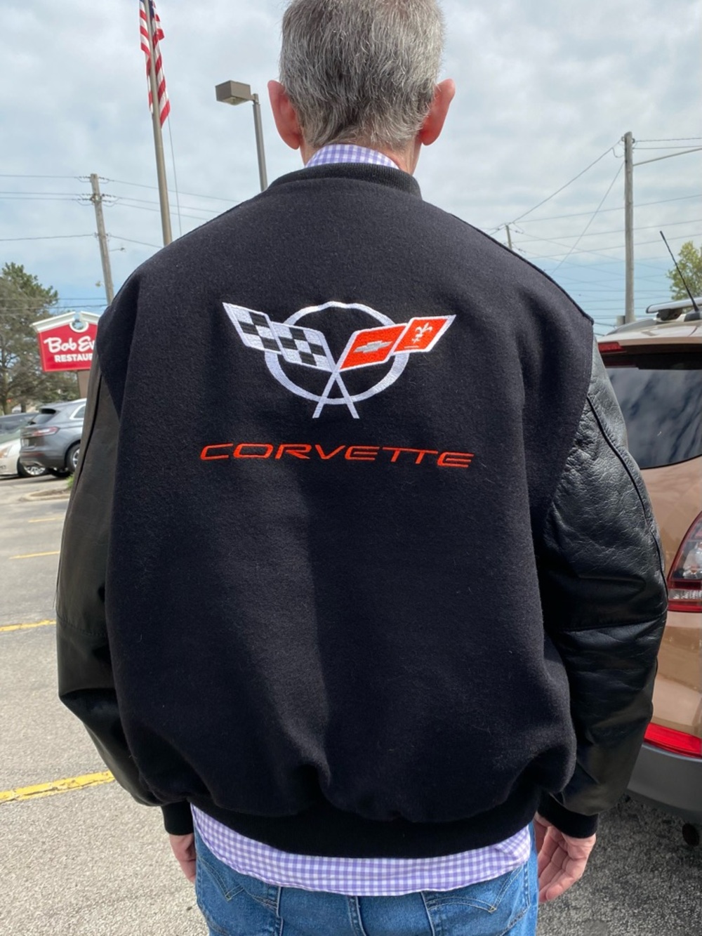 Holloway Black Corvette Varsity Jacket with Orange & White Logo